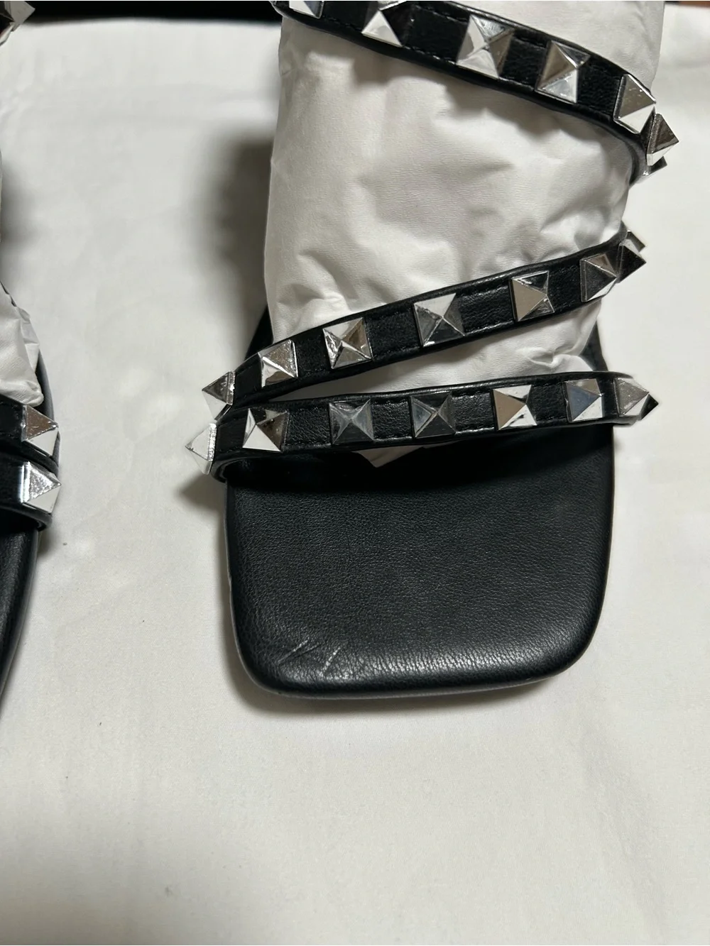 Steve Madden Black Studded Strappy wedge Heels